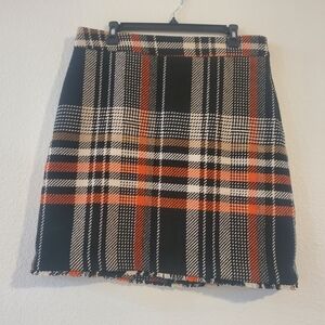 Ann Taylor Factory Women's Tweed Black and Orange Mini Skirt
